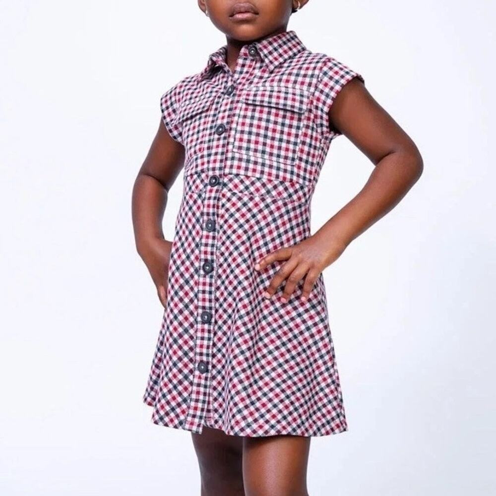 Zara Girls’ Cap Sleeved Checked Shirt Dress, Size 13/14